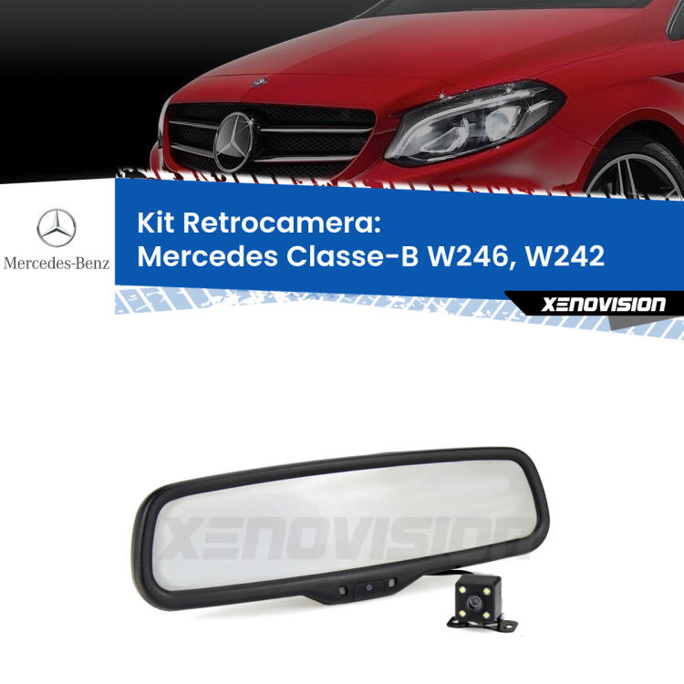 Kit Telecamera Parcheggio e Specchietto retrovisore con display invisibile per Mercedes Classe-B W246, W242. Spento è identico all’originale. In retromarcia, l’immagine appare in un riquadro prima invisibile