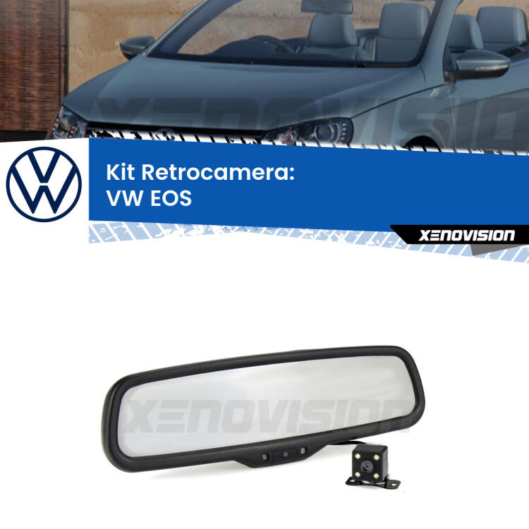 Kit Telecamera Parcheggio e Specchietto retrovisore con display invisibile per VW Eos . Spento è identico all’originale. In retromarcia, l’immagine appare in un riquadro prima invisibile