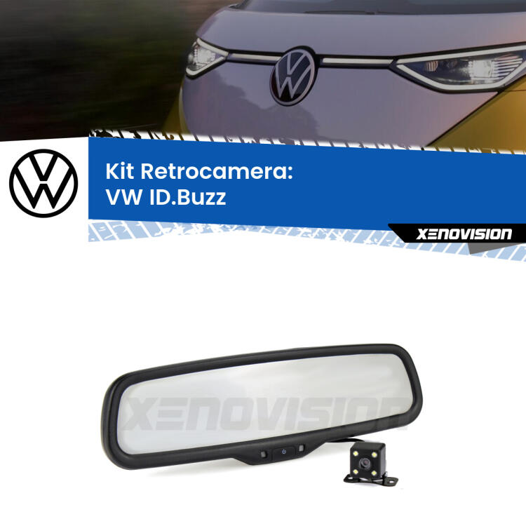 Kit Telecamera Parcheggio e Specchietto retrovisore con display invisibile per VW ID.Buzz . Spento è identico all’originale. In retromarcia, l’immagine appare in un riquadro prima invisibile