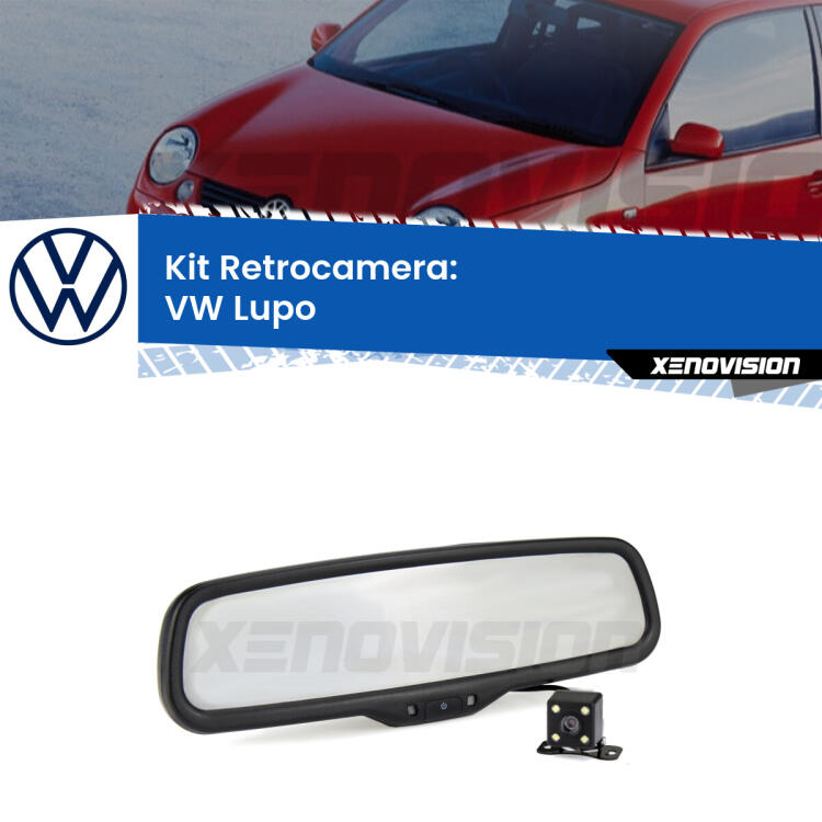 Kit Telecamera Parcheggio e Specchietto retrovisore con display invisibile per VW Lupo . Spento è identico all’originale. In retromarcia, l’immagine appare in un riquadro prima invisibile