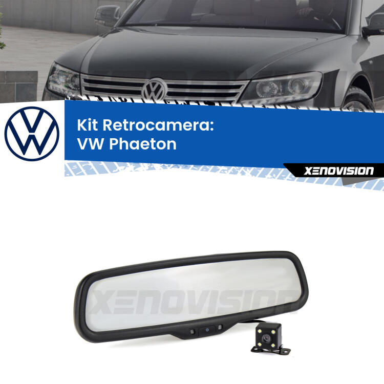Kit Telecamera Parcheggio e Specchietto retrovisore con display invisibile per VW Phaeton . Spento è identico all’originale. In retromarcia, l’immagine appare in un riquadro prima invisibile