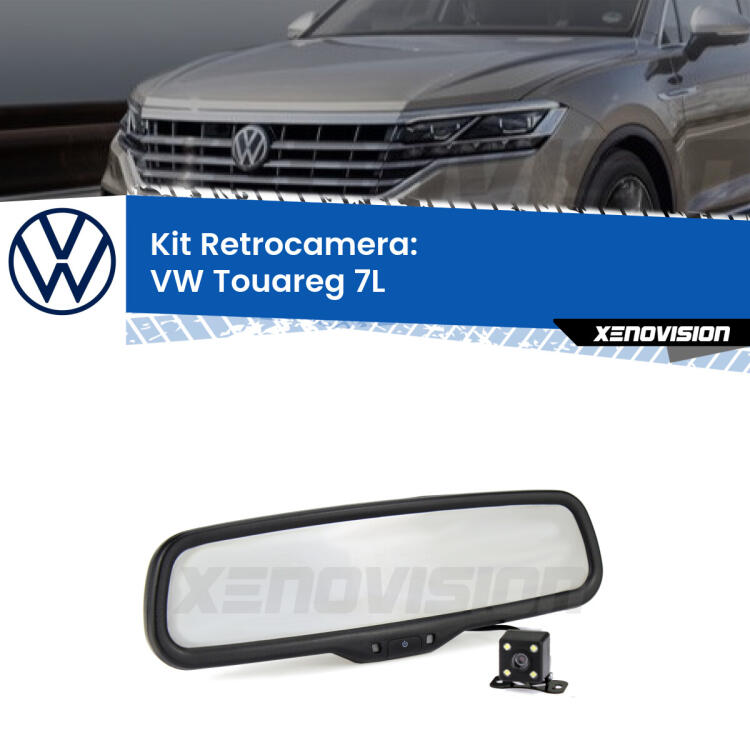 Kit Telecamera Parcheggio e Specchietto retrovisore con display invisibile per VW Touareg 7L. Spento è identico all’originale. In retromarcia, l’immagine appare in un riquadro prima invisibile