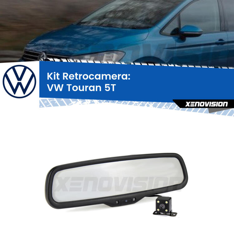 Kit Telecamera Parcheggio e Specchietto retrovisore con display invisibile per VW Touran 5T. Spento è identico all’originale. In retromarcia, l’immagine appare in un riquadro prima invisibile