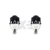 Kit Proiettori HID Bi-Xenon Lenticolari da 2.5" Mini H1 per parabole H7 H4 + Cover + Cavo Relè