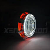 MT03 Proiettore Lenticolare 2.5" BiXenon Moto Ciclope Angel Eyes Bianco Rosso