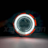MT03 Proiettore Lenticolare 2.5" BiXenon Moto Ciclope Angel Eyes Bianco Rosso