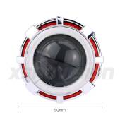 MT03 Proiettore Lenticolare 2.5" BiXenon Moto Ciclope Angel Eyes Bianco Rosso
