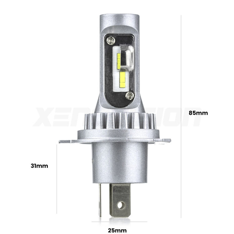 <strong>Kit LED per anabbaglianti + abbaglianti Demio</strong>  1998 - 2003.</strong> Coppia lampade <strong>H4</strong> doppia intensità senza ventola e ultracompatte per installazioni in fari senza spazi.