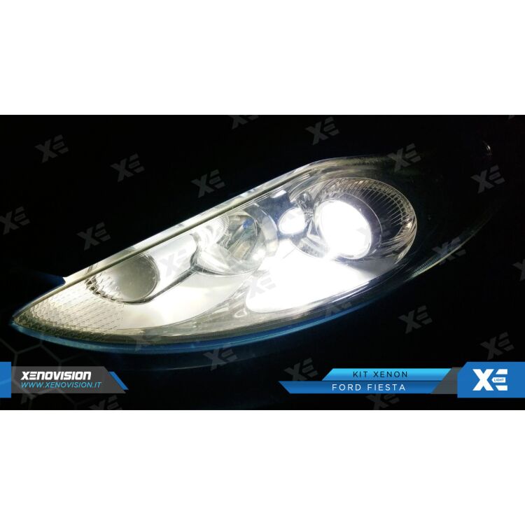 <p>Kit Xenon 35W e Luci Posizione a Led in tinta, pacchetto specifico per Ford Fiesta. Plug&amp;Play, contiene tutto l&#39;occorrente. Luce Bianco Solare 5000k &nbsp;</p>