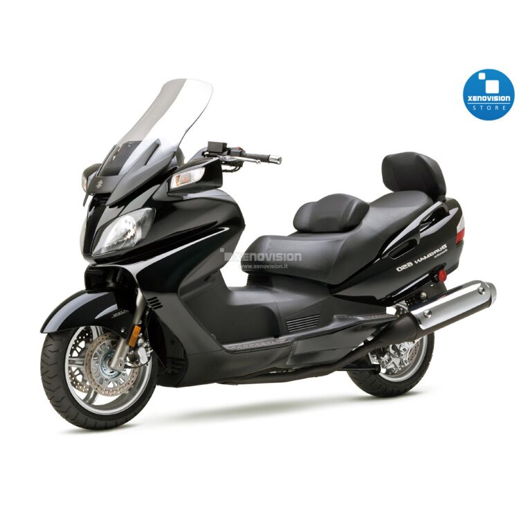 Kit Xenon 35W specifico per il faro del Suzuki Burgman dal 1999 in poi. Plug&amp;Play zero spie, contiene tutto l&#39;occorrente. Luce Bianco Lunare 6000k.